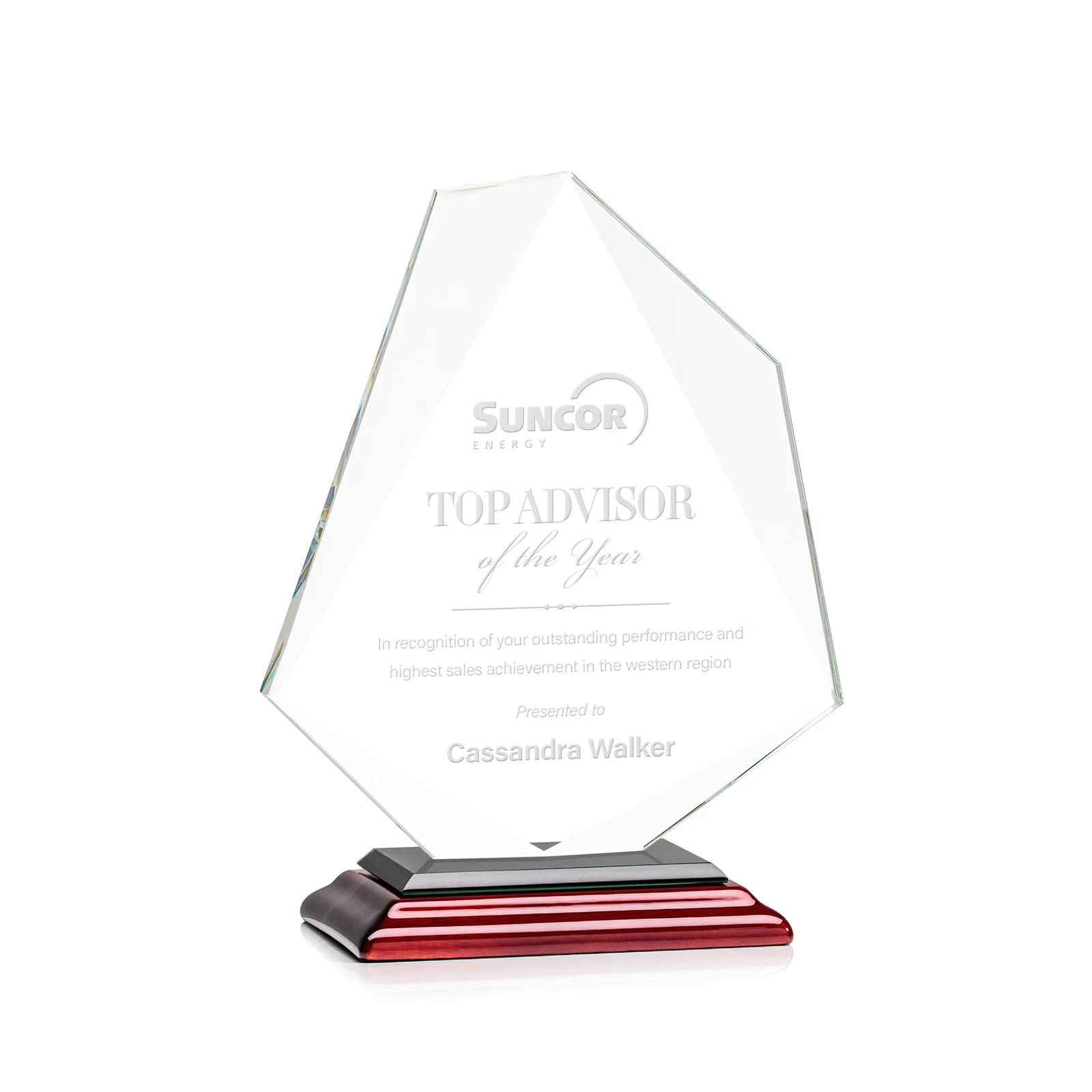 Promotional Jade Glass Polygon Award With Full-Perimeter Bevel for safety achievement programs