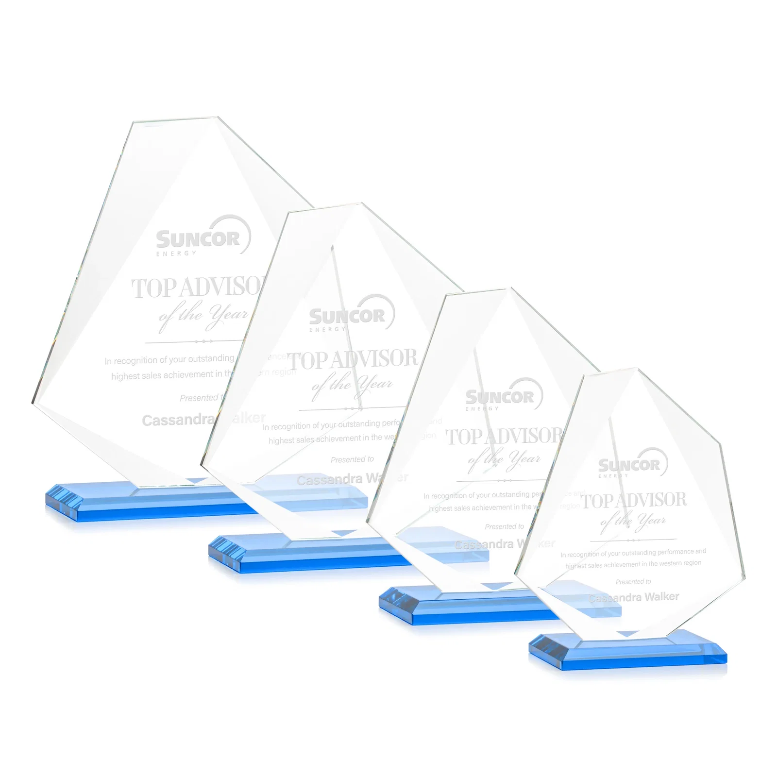Branded Jade Glass Polygon Award With Full-Perimeter Bevel for team milestone celebrations