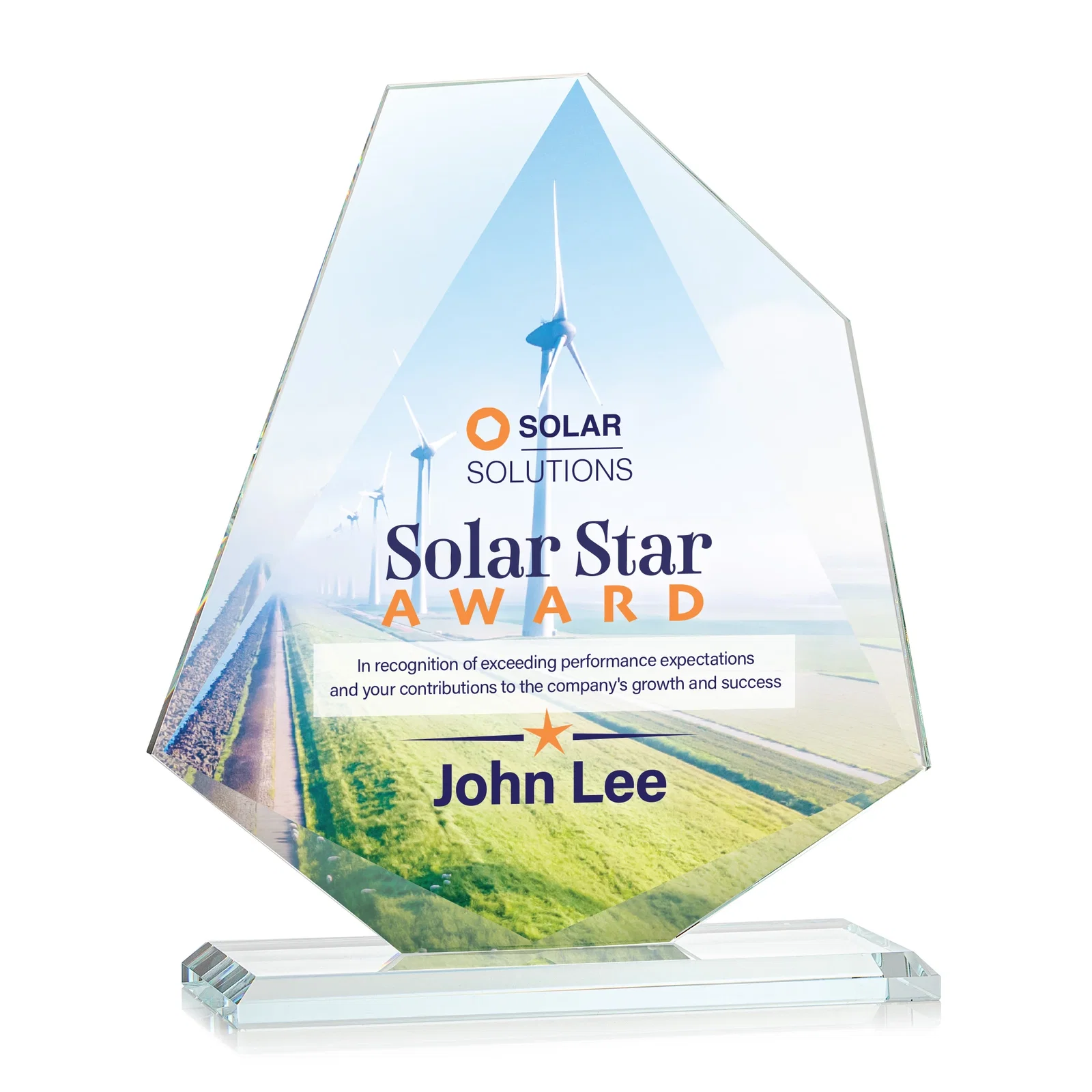 Custom printed Jade Glass Polygon Award With Full-Perimeter Bevel for graduation ceremonies