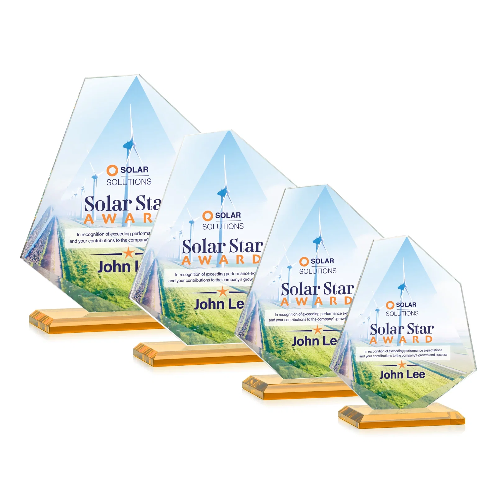 Custom printed Jade Glass Polygon Award With Full-Perimeter Bevel for safety achievement programs