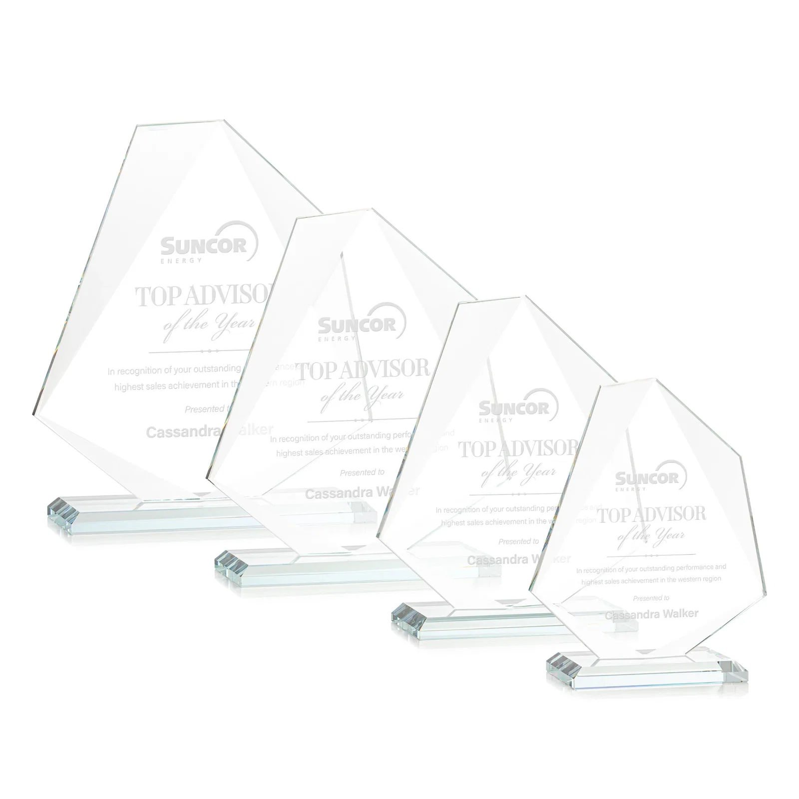 Custom Jade Glass Polygon Award With Full-Perimeter Bevel for team milestone celebrations