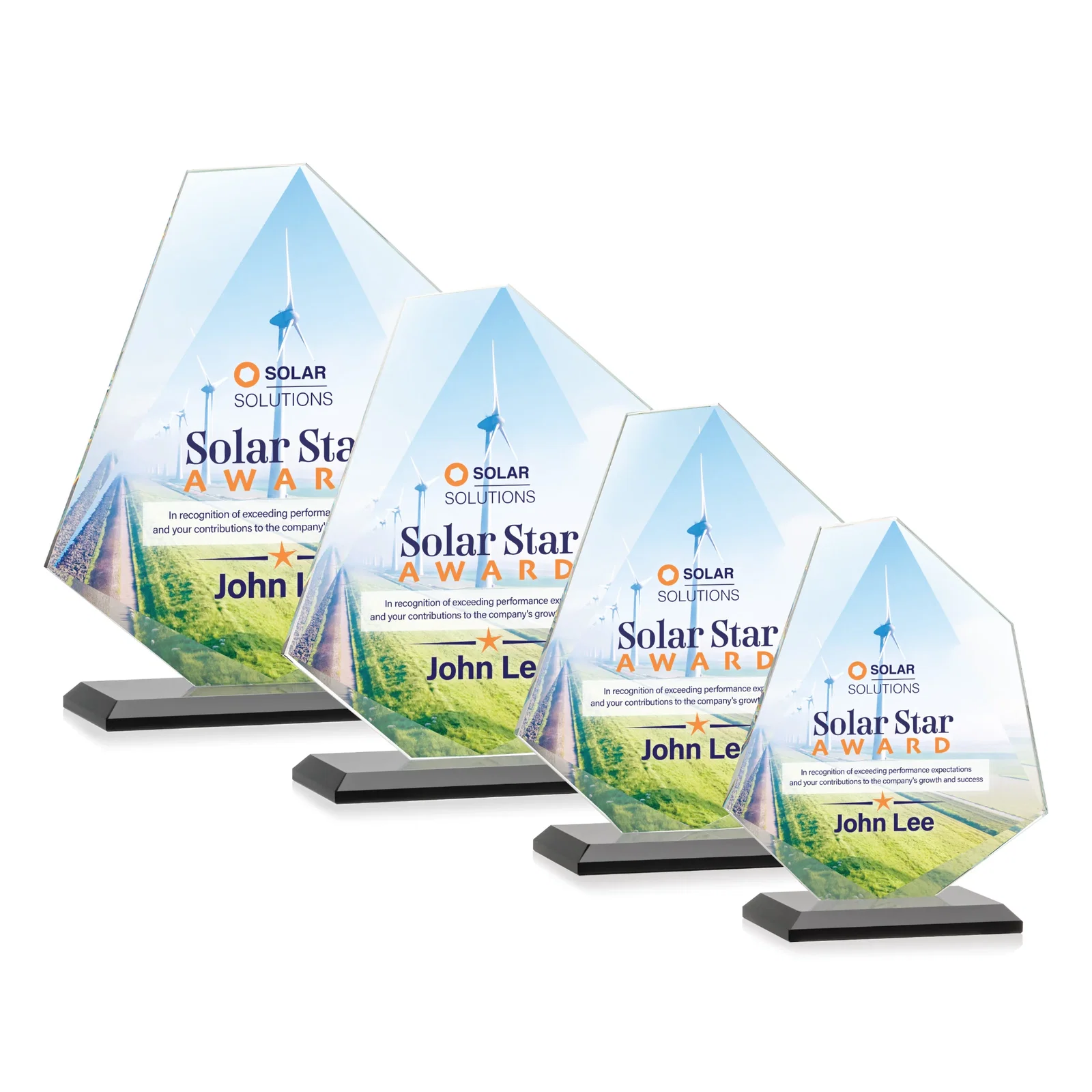 Customized Jade Glass Polygon Award With Full-Perimeter Bevel for donor appreciation
