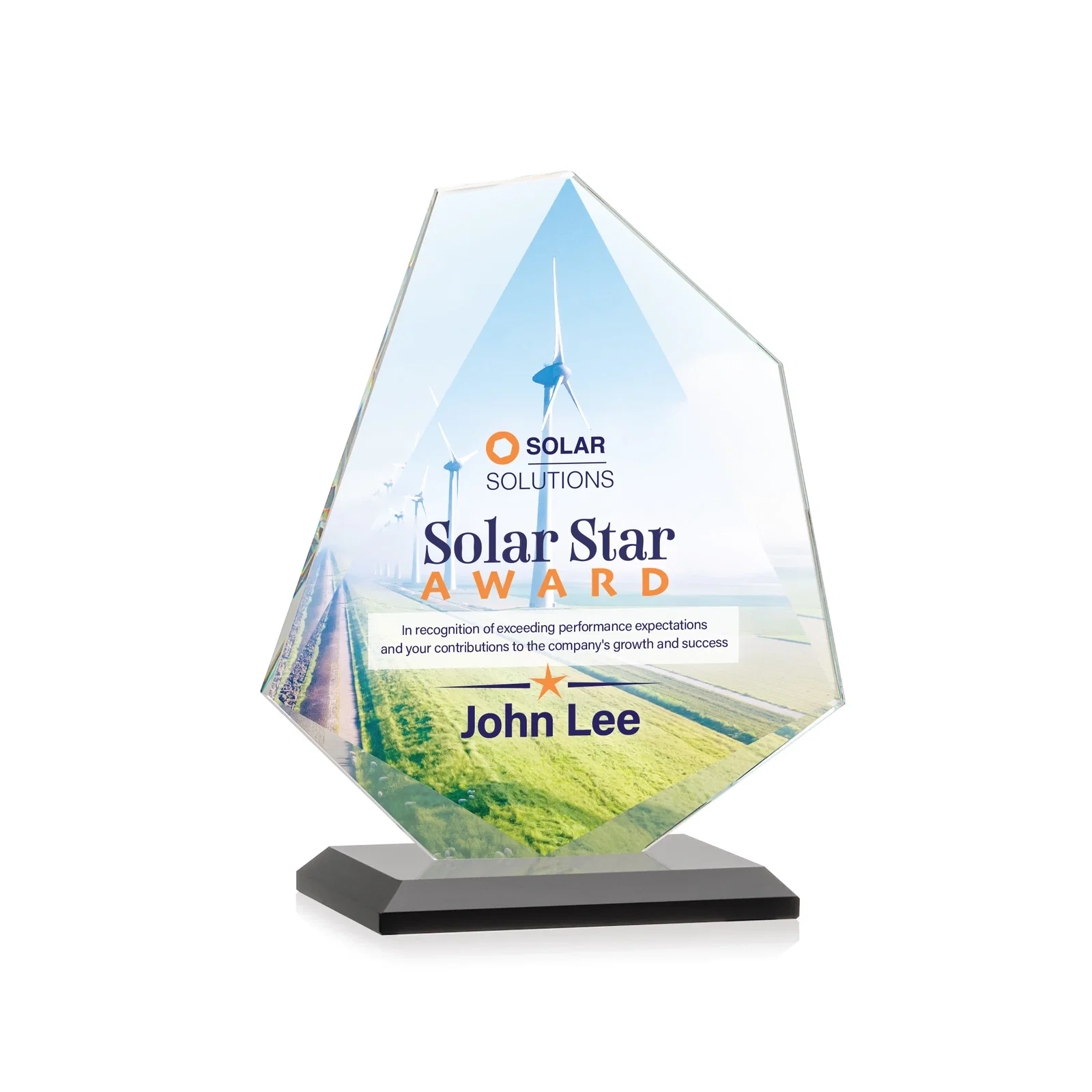 Customized Jade Glass Polygon Award With Full-Perimeter Bevel for graduation ceremonies