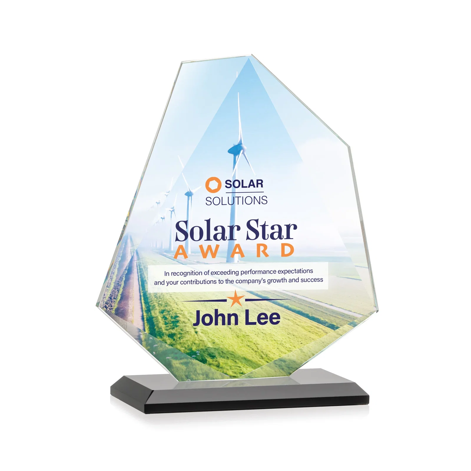 Customized Jade Glass Polygon Award With Full-Perimeter Bevel for safety achievement programs