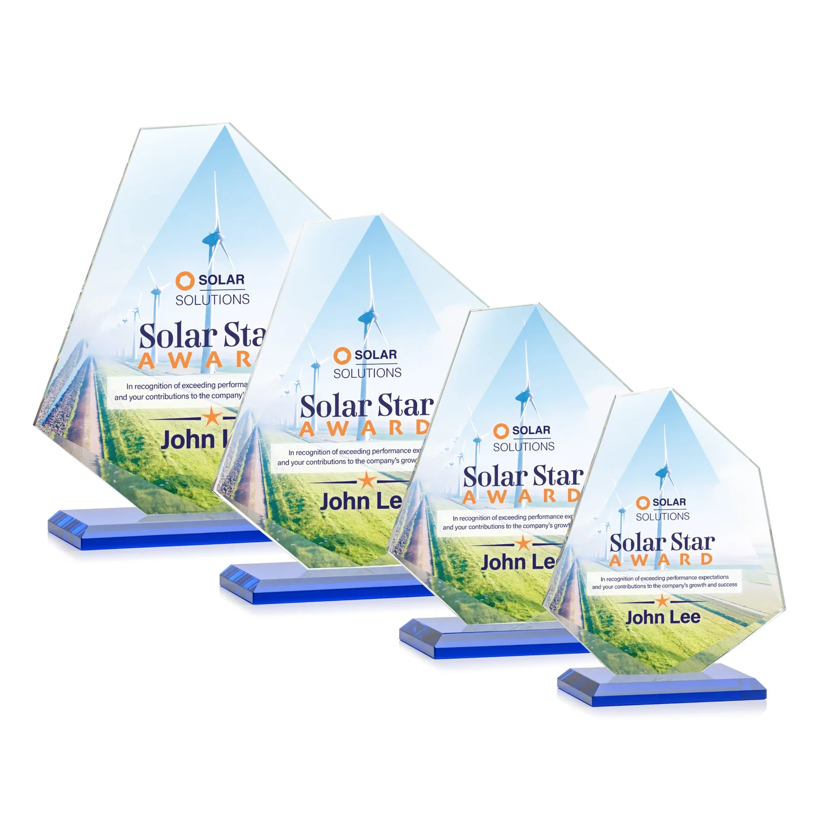 Customized Jade Glass Polygon Award With Full-Perimeter Bevel for company anniversary events