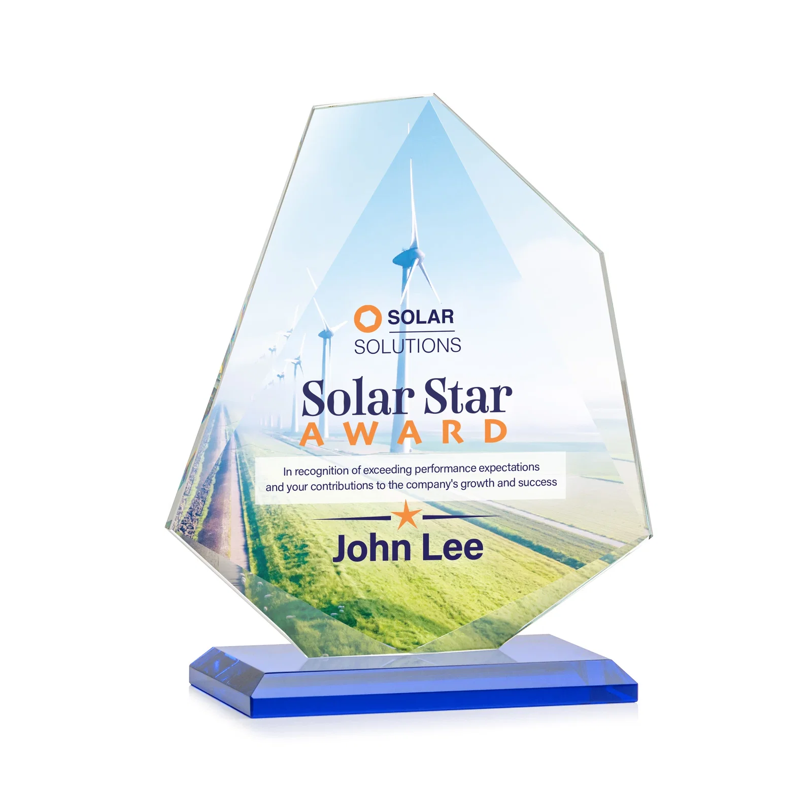 Custom engraved Jade Glass Polygon Award With Full-Perimeter Bevel for corporate award ceremonies