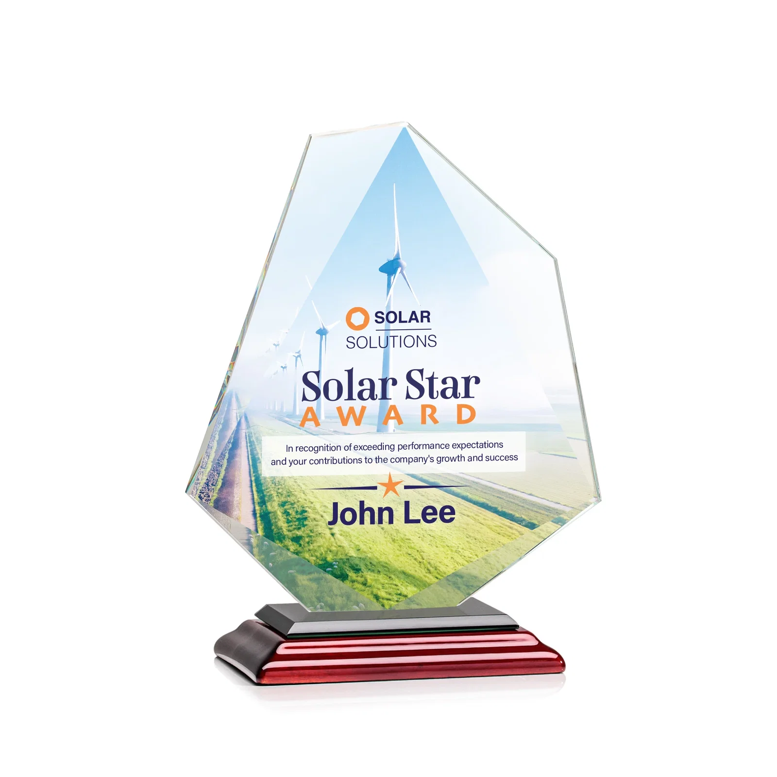 Custom engraved Jade Glass Polygon Award With Full-Perimeter Bevel for team milestone celebrations