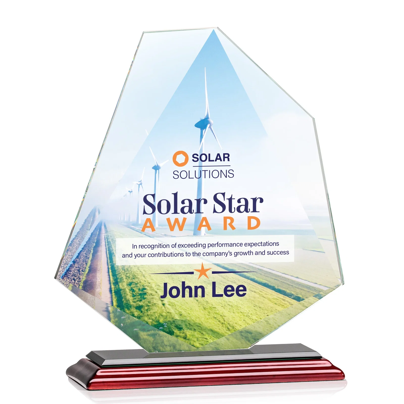 Custom engraved Jade Glass Polygon Award With Full-Perimeter Bevel for safety achievement programs