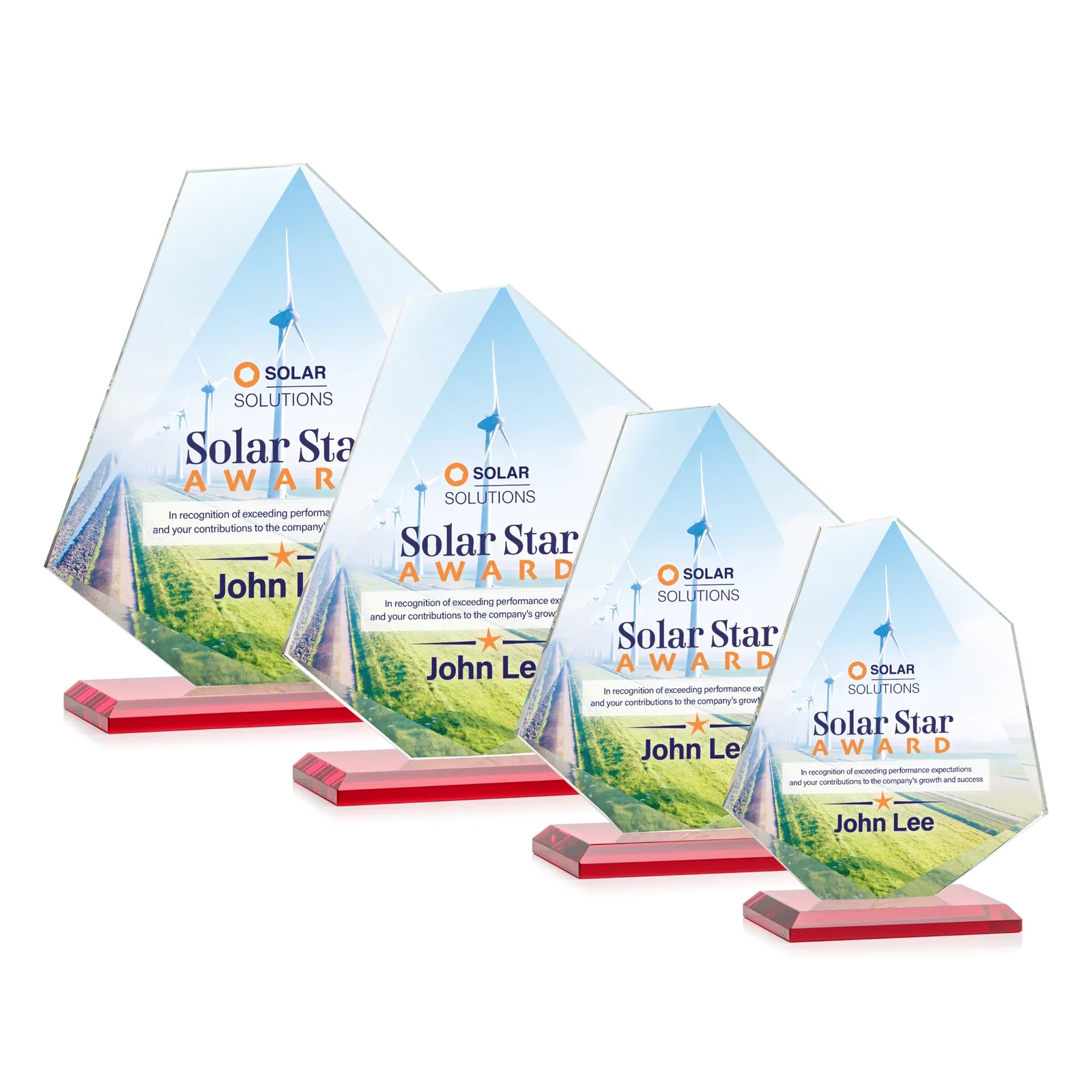 Custom engraved Jade Glass Polygon Award With Full-Perimeter Bevel for volunteer appreciation