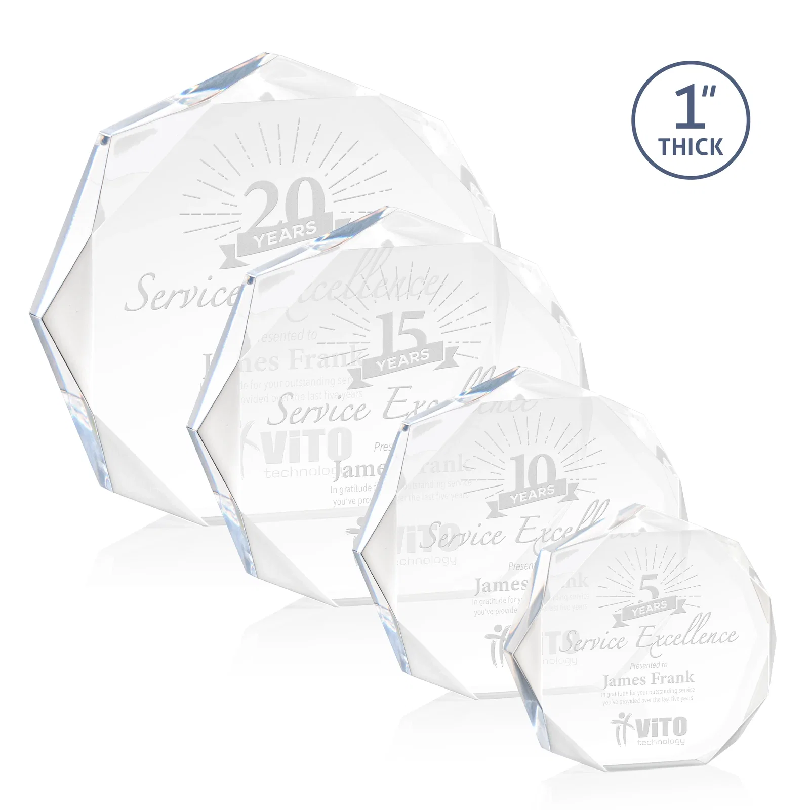 Custom Acrylic Award With Recessed-Bevel Gemstone Facets for employee recognition