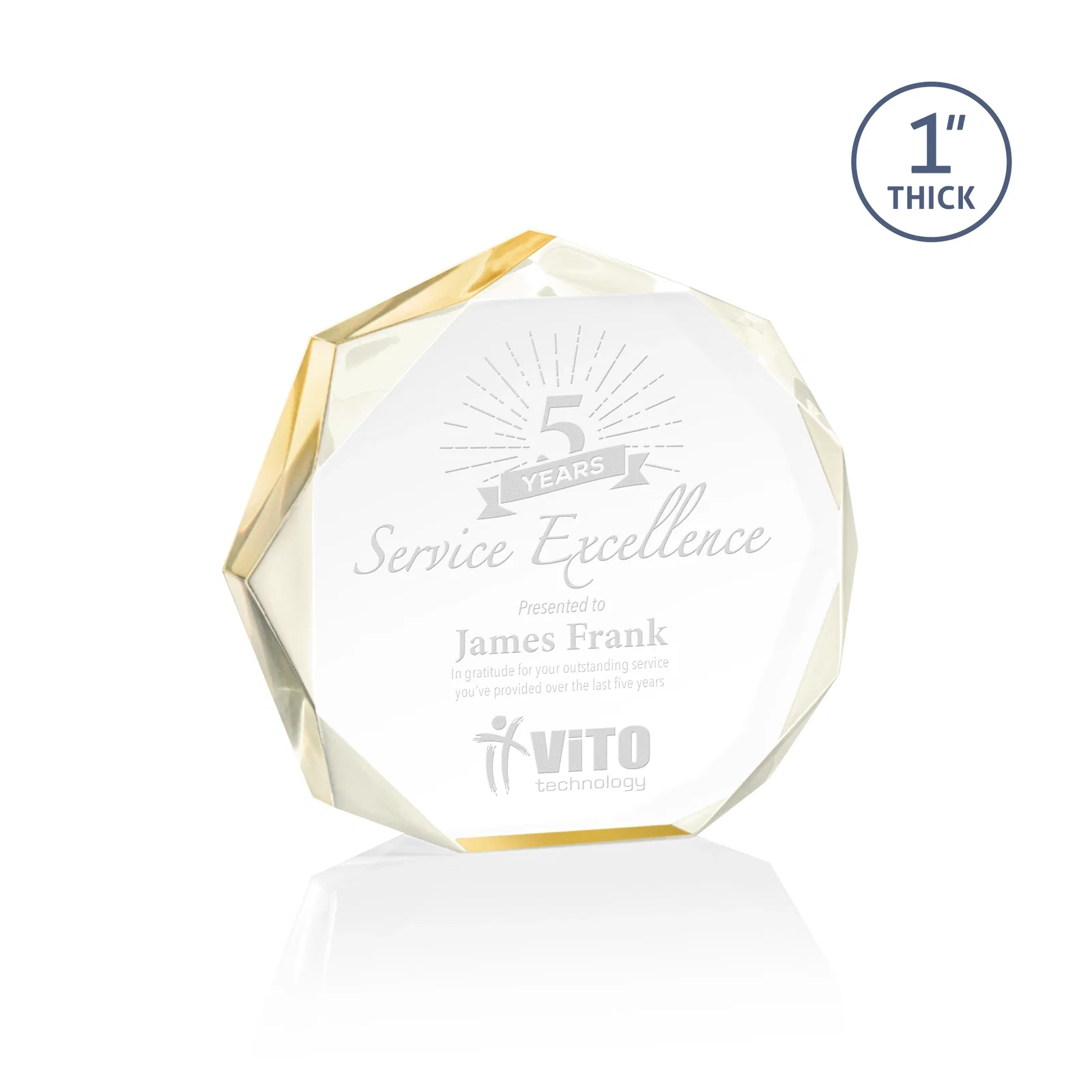 Custom Acrylic Award With Recessed-Bevel Gemstone Facets for company anniversary events
