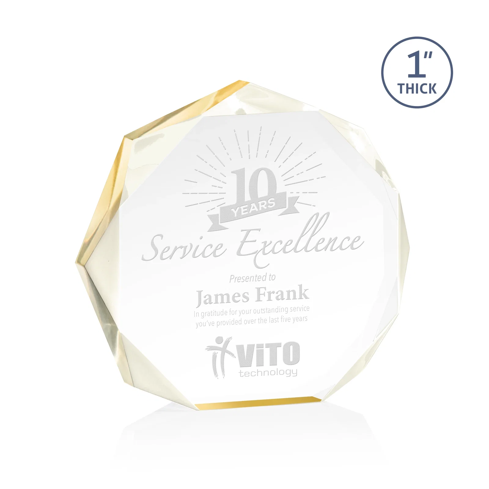 Personalized Acrylic Award With Recessed-Bevel Gemstone Facets for employee recognition