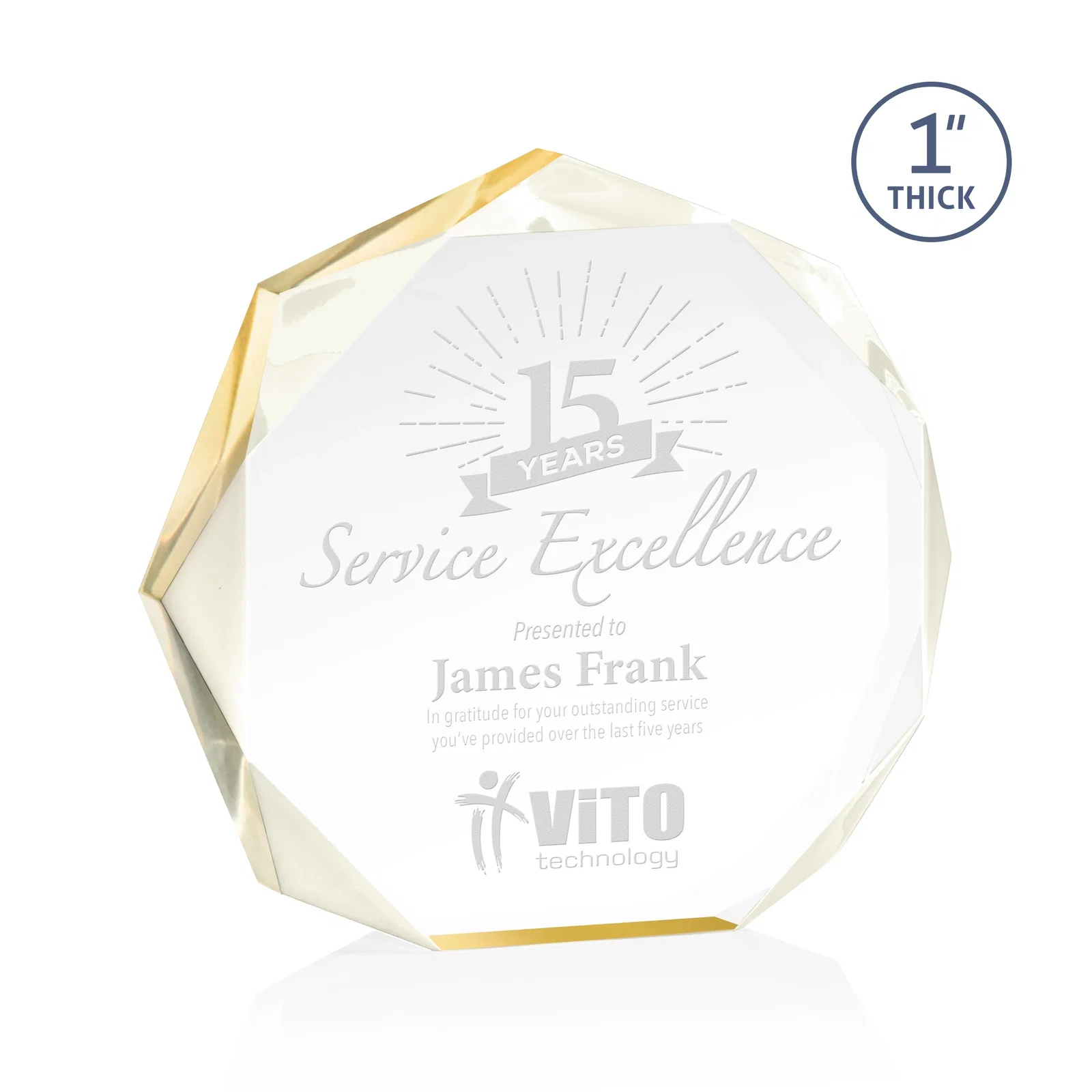 Personalized Acrylic Award With Recessed-Bevel Gemstone Facets for corporate award ceremonies
