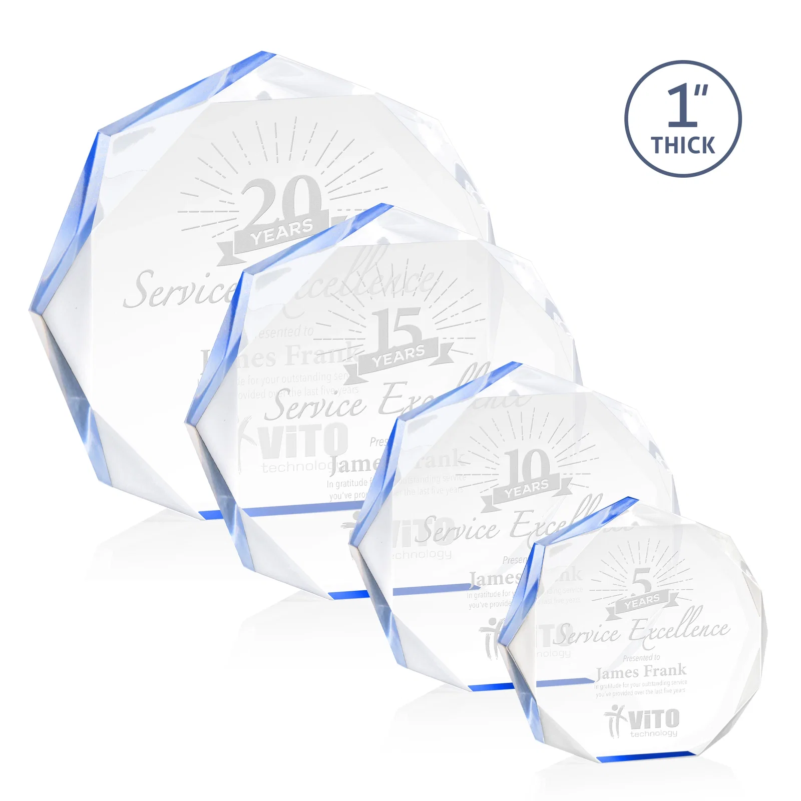 Personalized Acrylic Award With Recessed-Bevel Gemstone Facets for sales achievement awards