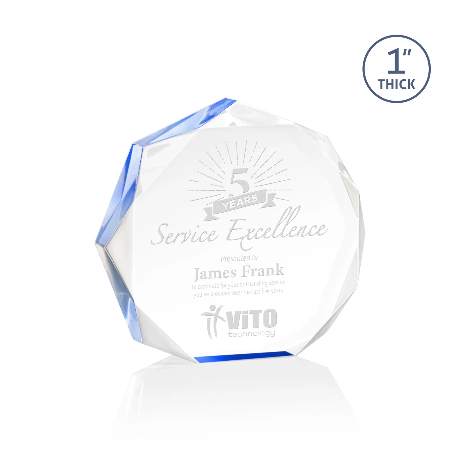 Personalized Acrylic Award With Recessed-Bevel Gemstone Facets for retirement presentations