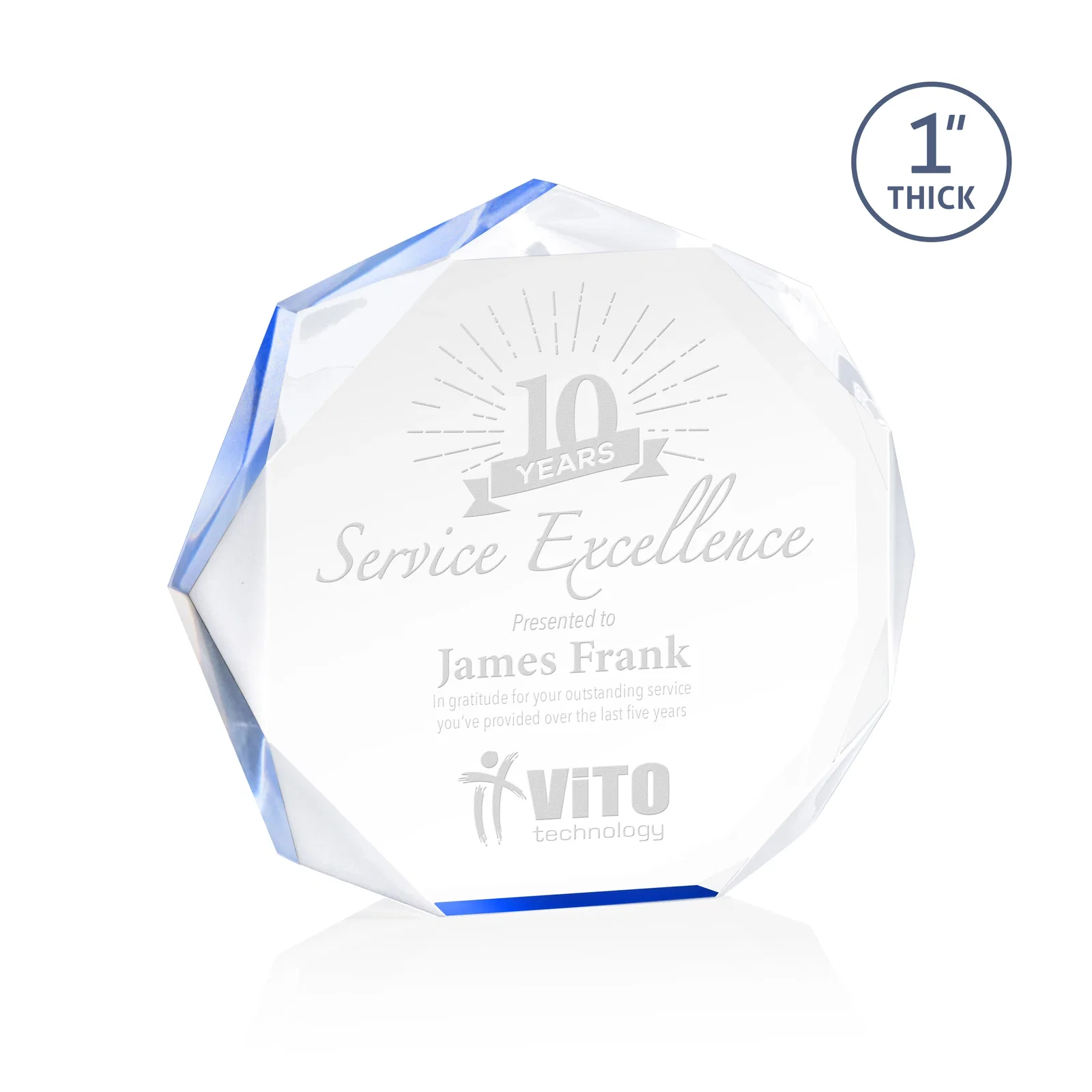 Personalized Acrylic Award With Recessed-Bevel Gemstone Facets for team milestone celebrations