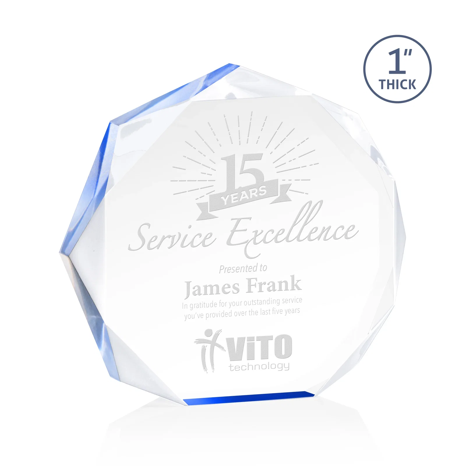 Personalized Acrylic Award With Recessed-Bevel Gemstone Facets for donor appreciation