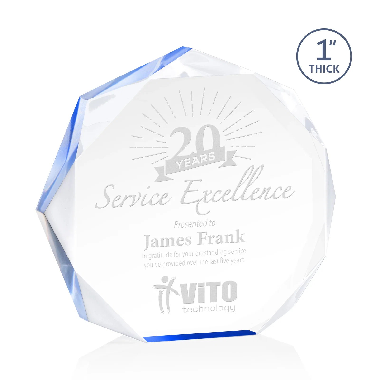 Personalized Acrylic Award With Recessed-Bevel Gemstone Facets for graduation ceremonies
