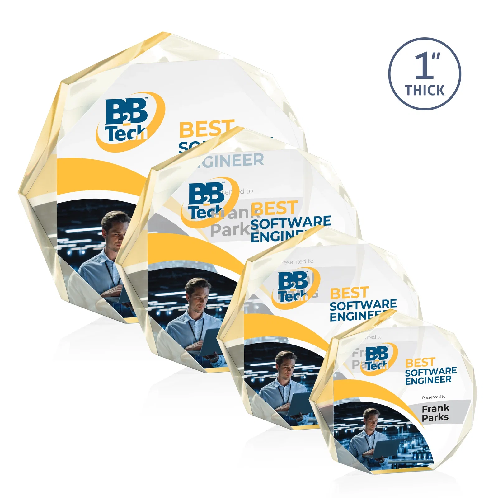 Personalized Acrylic Award With Recessed-Bevel Gemstone Facets for safety achievement programs