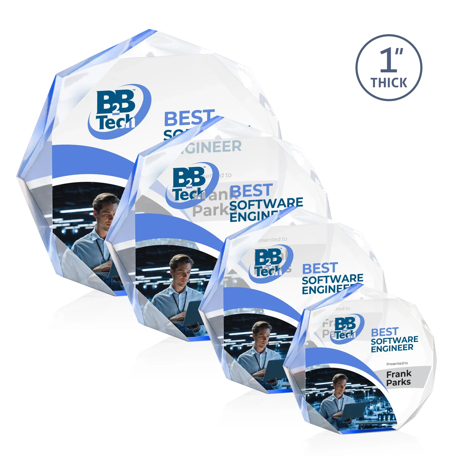Promotional Acrylic Award With Recessed-Bevel Gemstone Facets for corporate award ceremonies