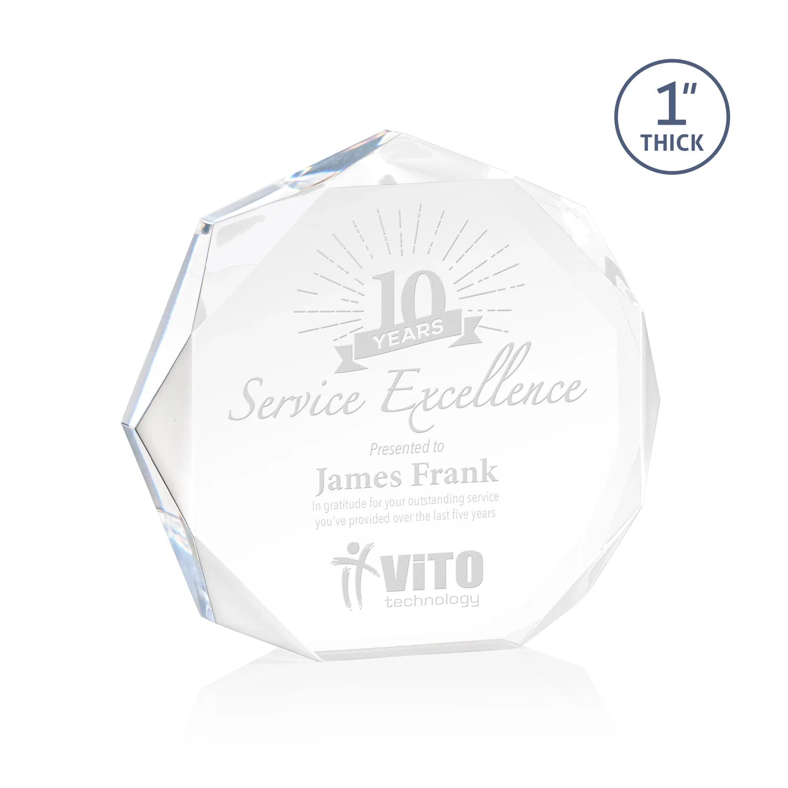 Custom Acrylic Award With Recessed-Bevel Gemstone Facets for service anniversary gifts