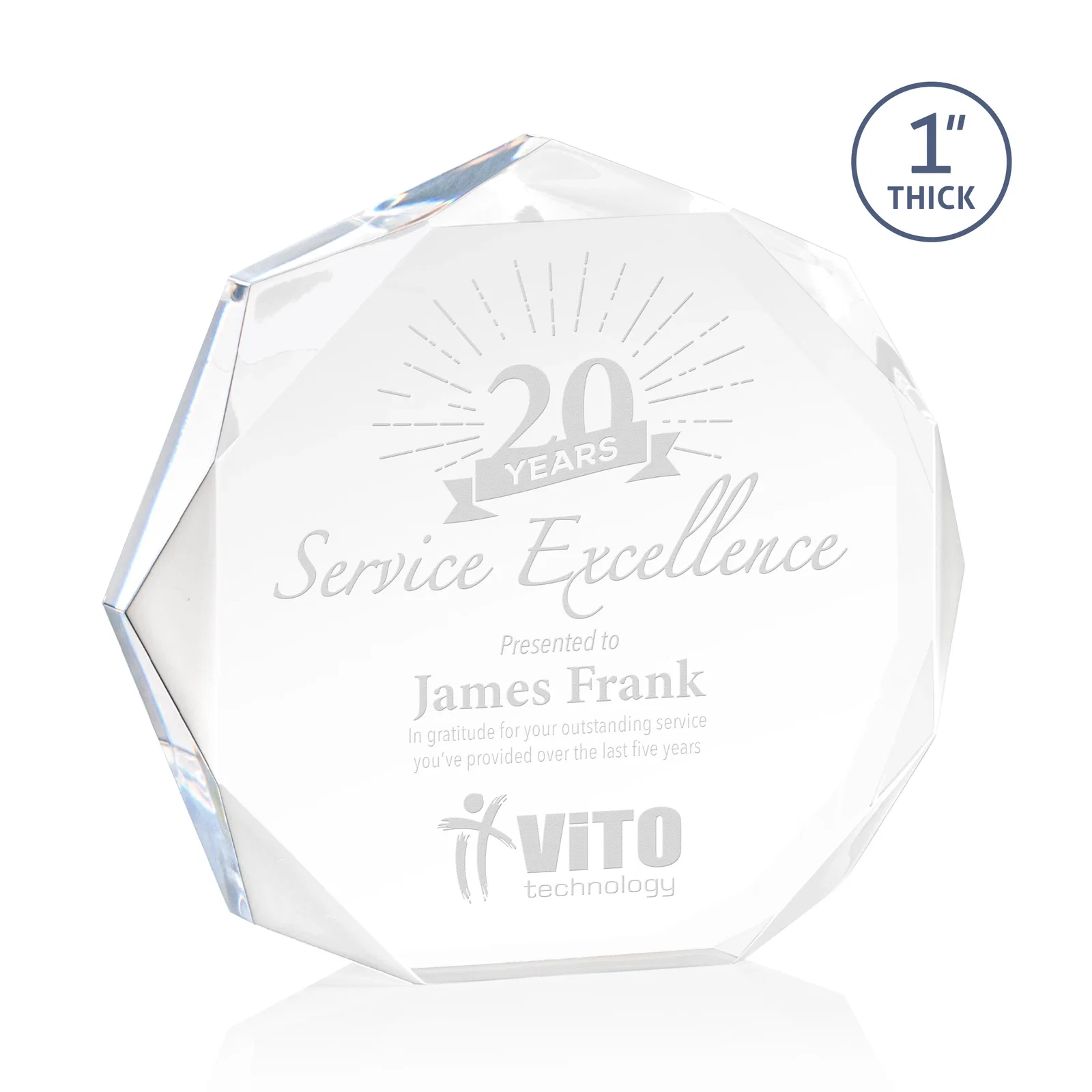 Custom Acrylic Award With Recessed-Bevel Gemstone Facets for retirement presentations