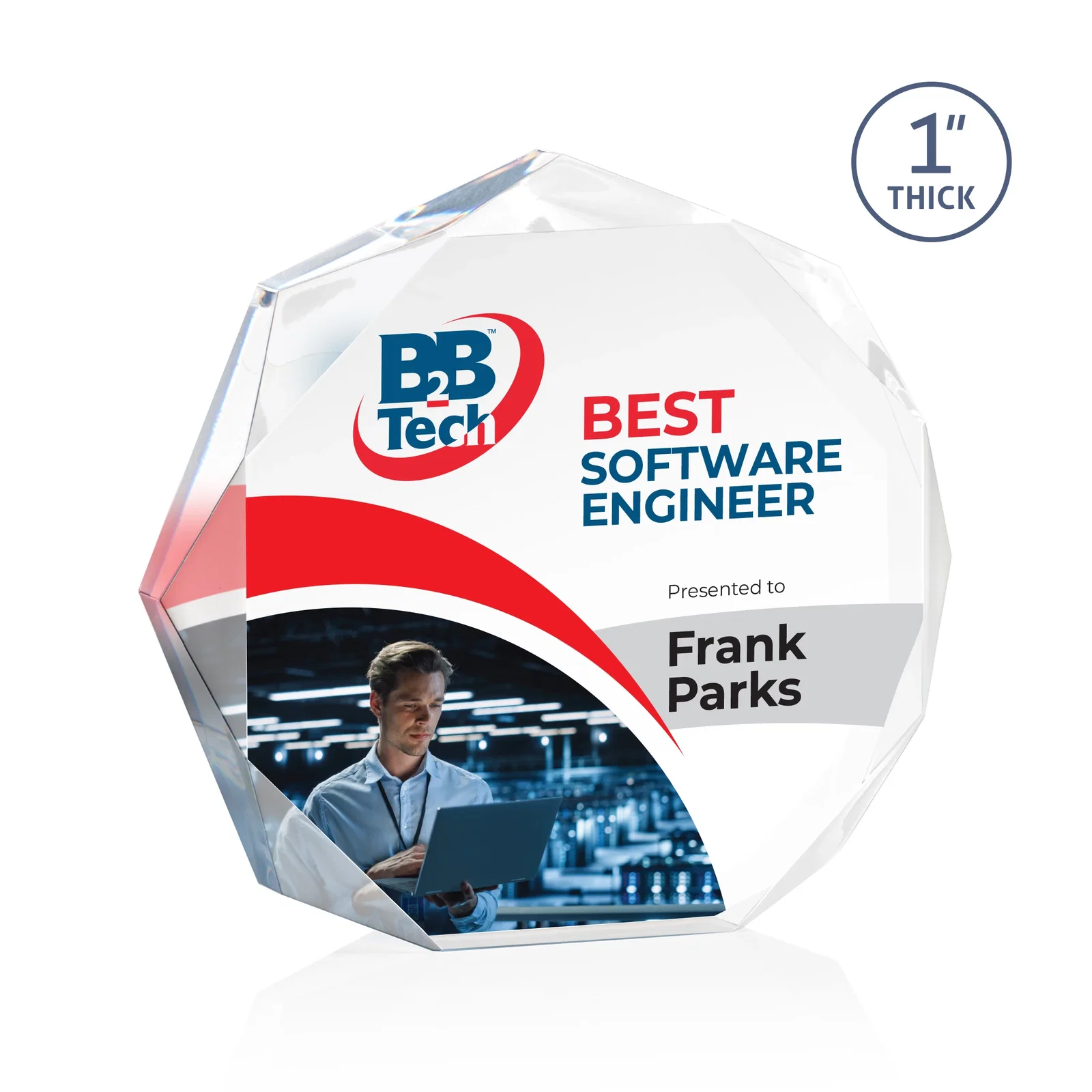 Custom Acrylic Award With Recessed-Bevel Gemstone Facets for safety achievement programs