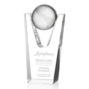 Optical Crystal Globe Award on a Crystal Base
