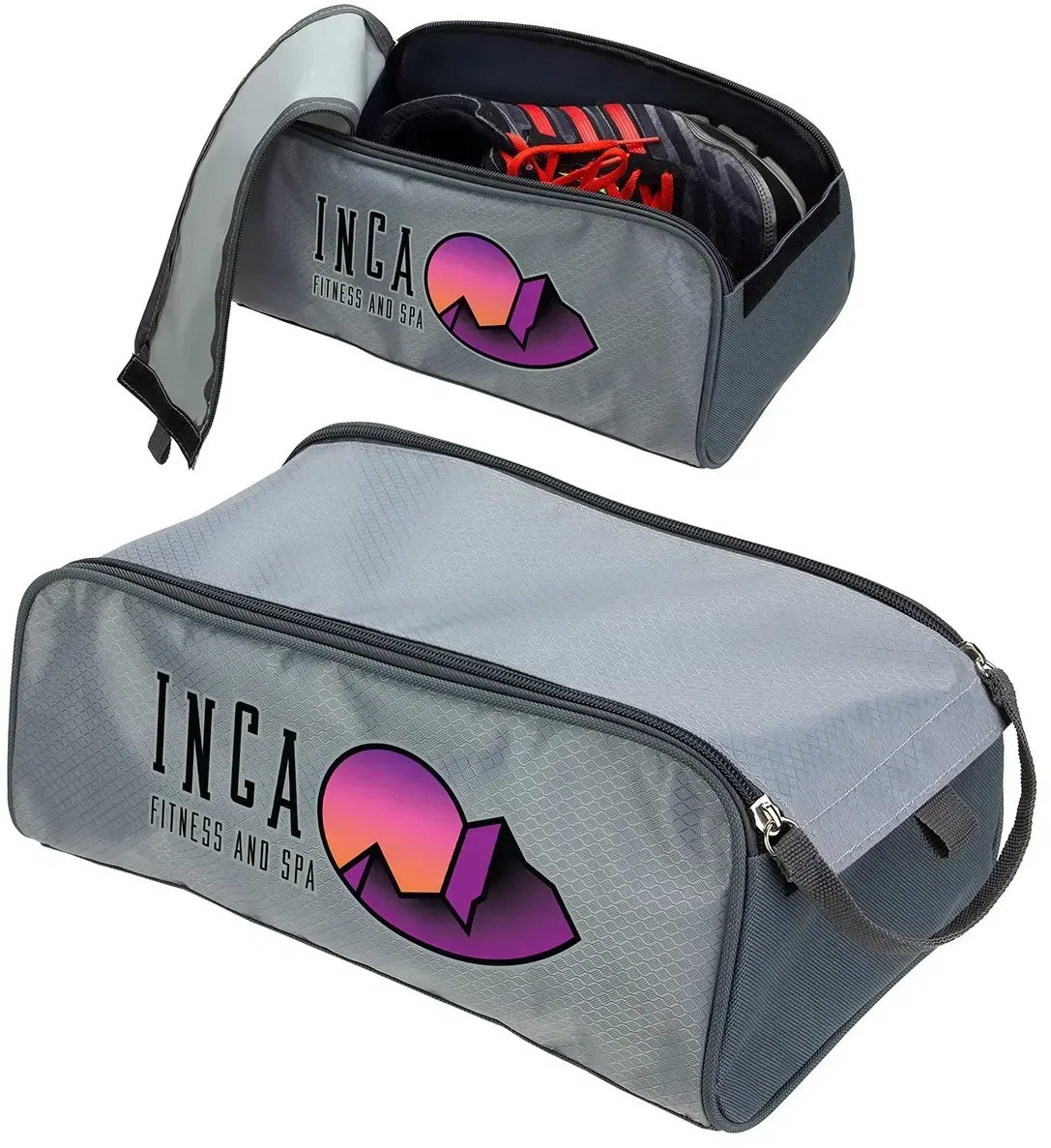 Pike Polycanvas Zippered Shoe Bag, custom promotional shoe bag with dual zippered flap and logo