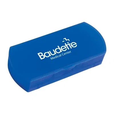 Frosted pill box that doubles as a bandage dispenser