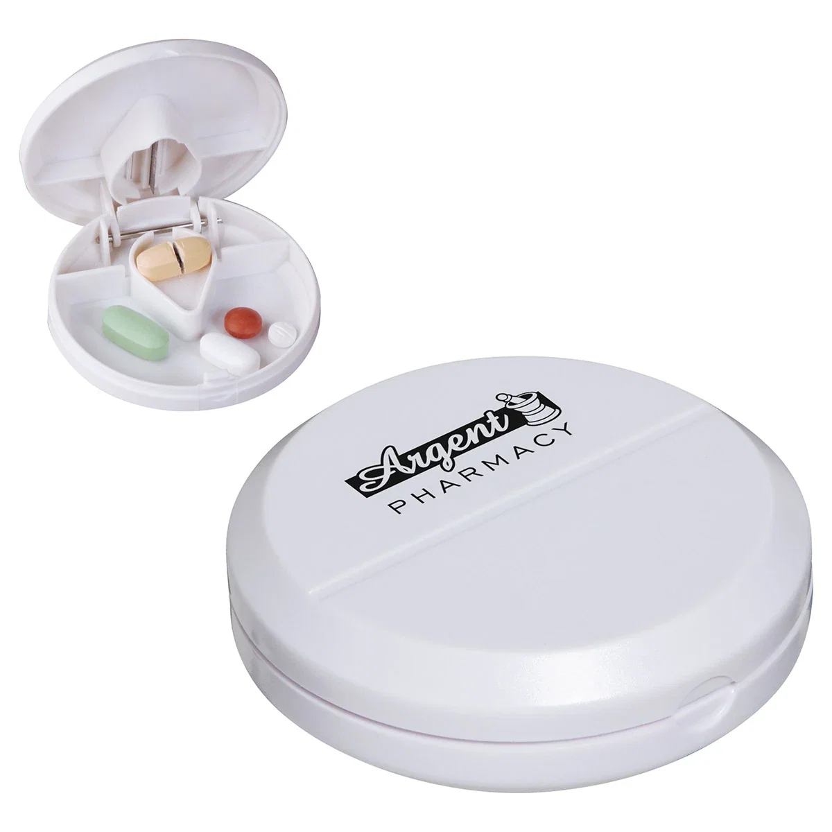 Pill Pal pill cutter with safety blade and built-in storage compartment