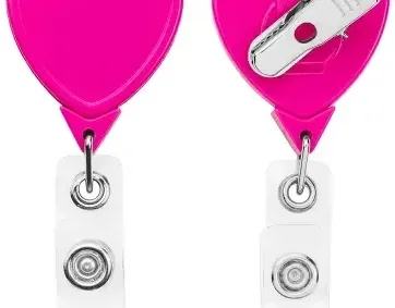 Pink Breast Cancer Heart ID Retractable Badge Reel — view 2