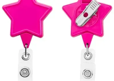 Pink Breast Cancer Star ID Badge Reel — view 2
