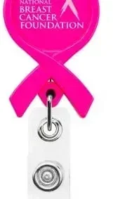 Pink & White Anti-Twist Ribbon ID Badge Reel — view 2