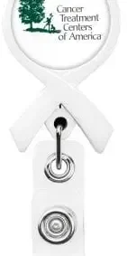 Pink & White Anti-Twist Ribbon ID Badge Reel — view 3