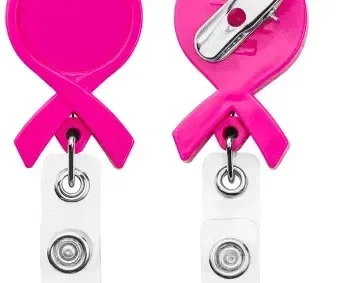 Pink & White Anti-Twist Ribbon ID Badge Reel — view 4
