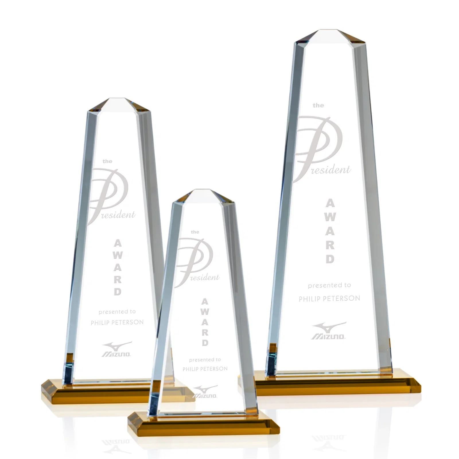 Personalized Starfire Crystal Award With 5/8-Inch Interchanging Bevels for employee recognition