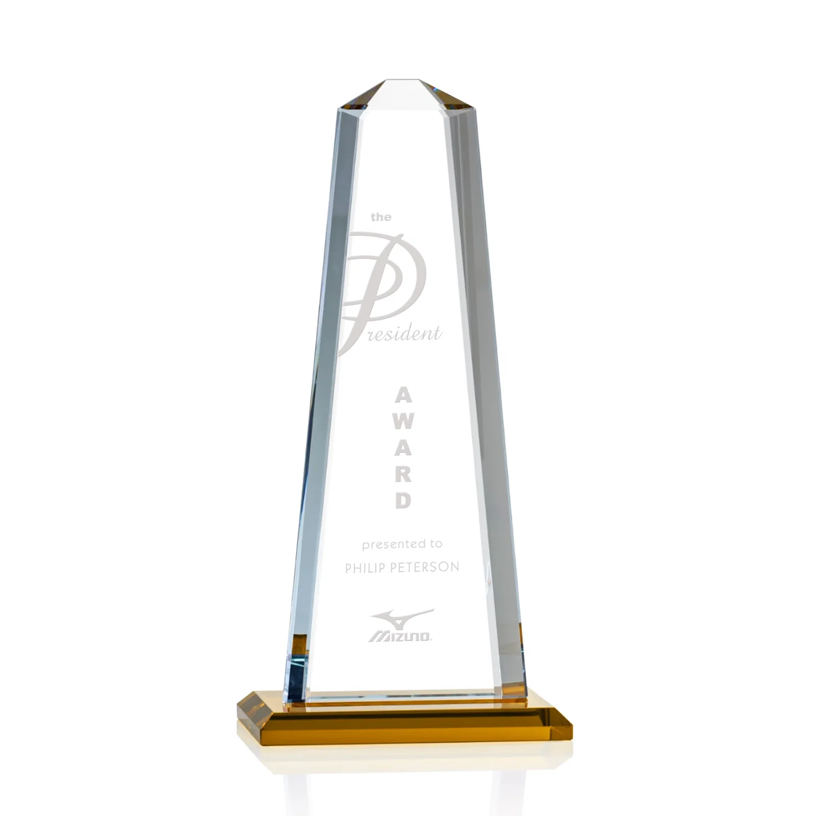 Personalized Starfire Crystal Award With 5/8-Inch Interchanging Bevels for service anniversary gifts