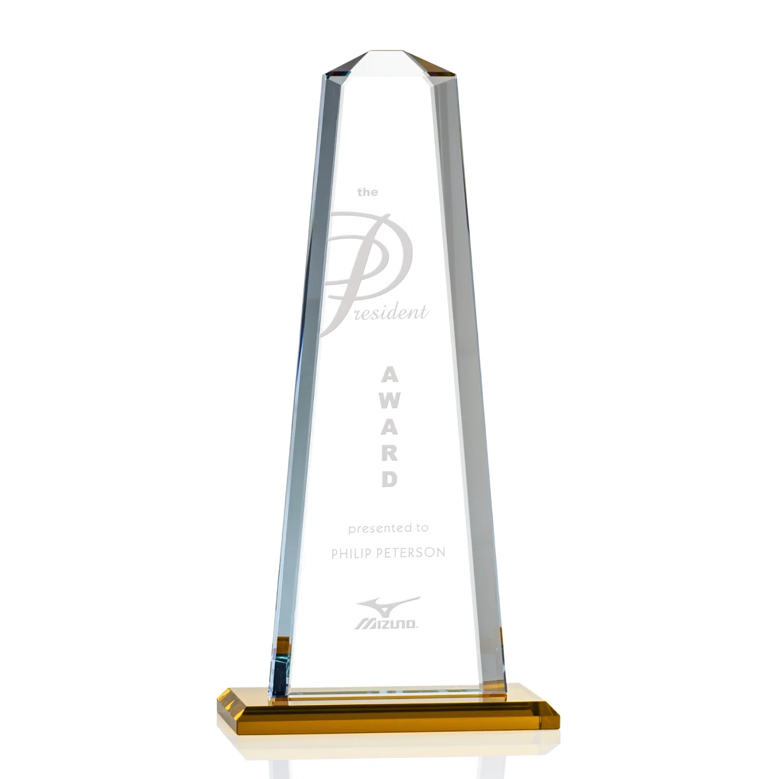 Personalized Starfire Crystal Award With 5/8-Inch Interchanging Bevels for sales achievement awards
