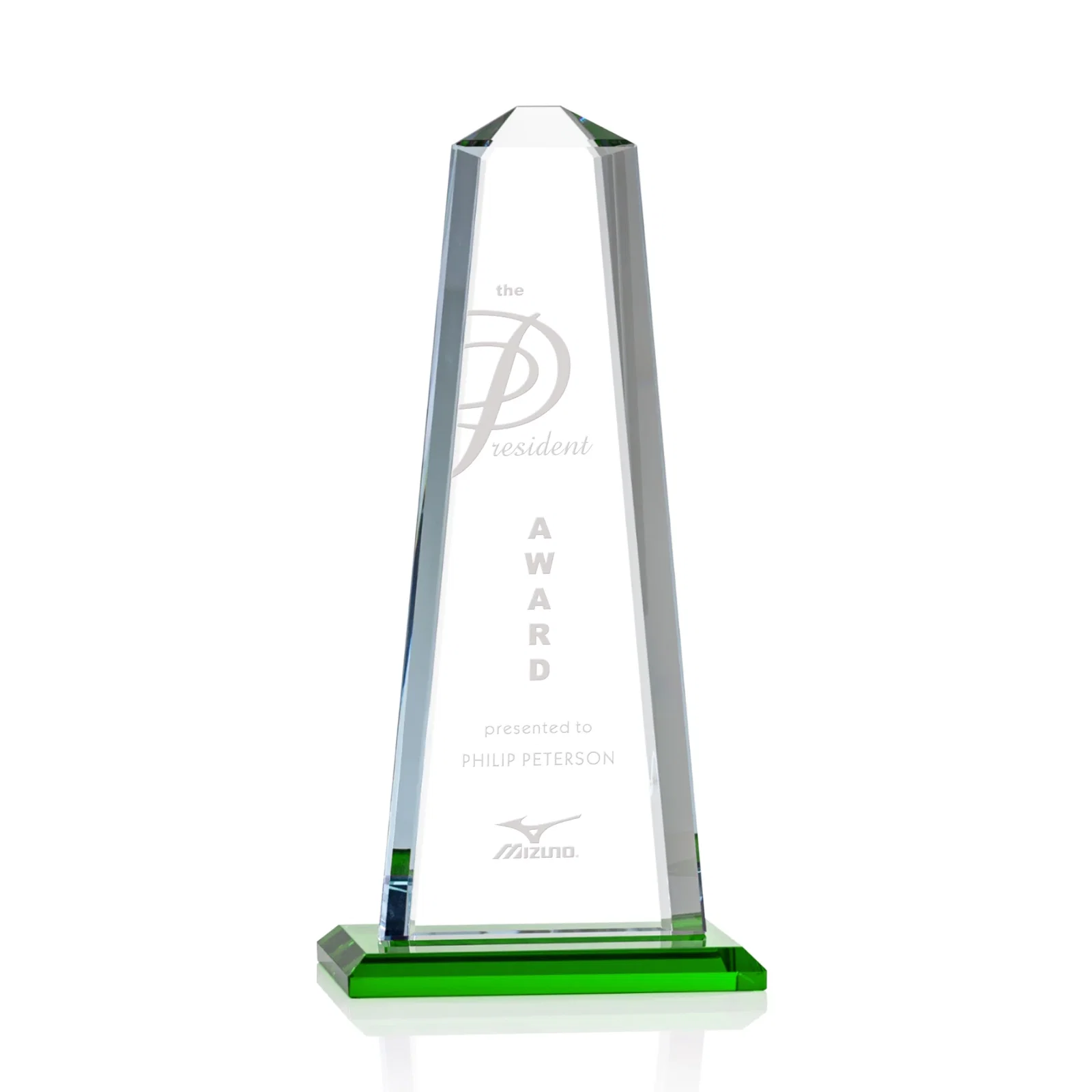 Personalized Starfire Crystal Award With 5/8-Inch Interchanging Bevels for donor appreciation