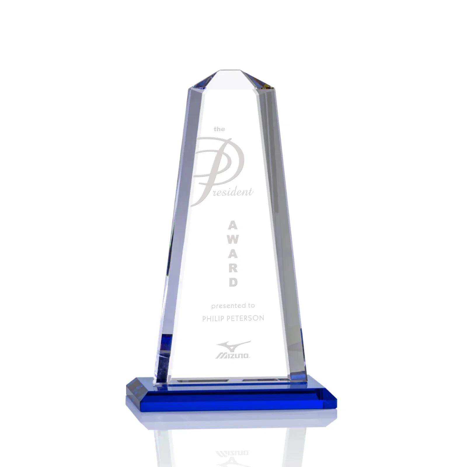 Personalized Starfire Crystal Award With 5/8-Inch Interchanging Bevels for volunteer appreciation