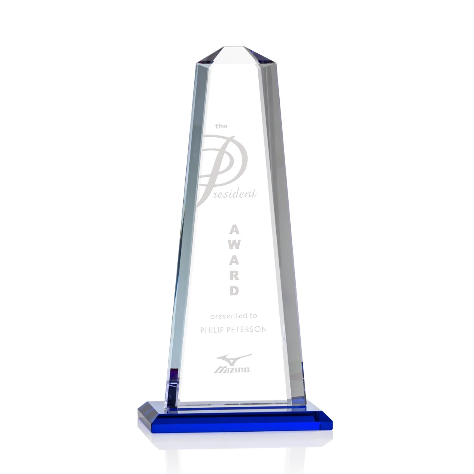 Personalized Starfire Crystal Award With 5/8-Inch Interchanging Bevels for dealer and partner awards