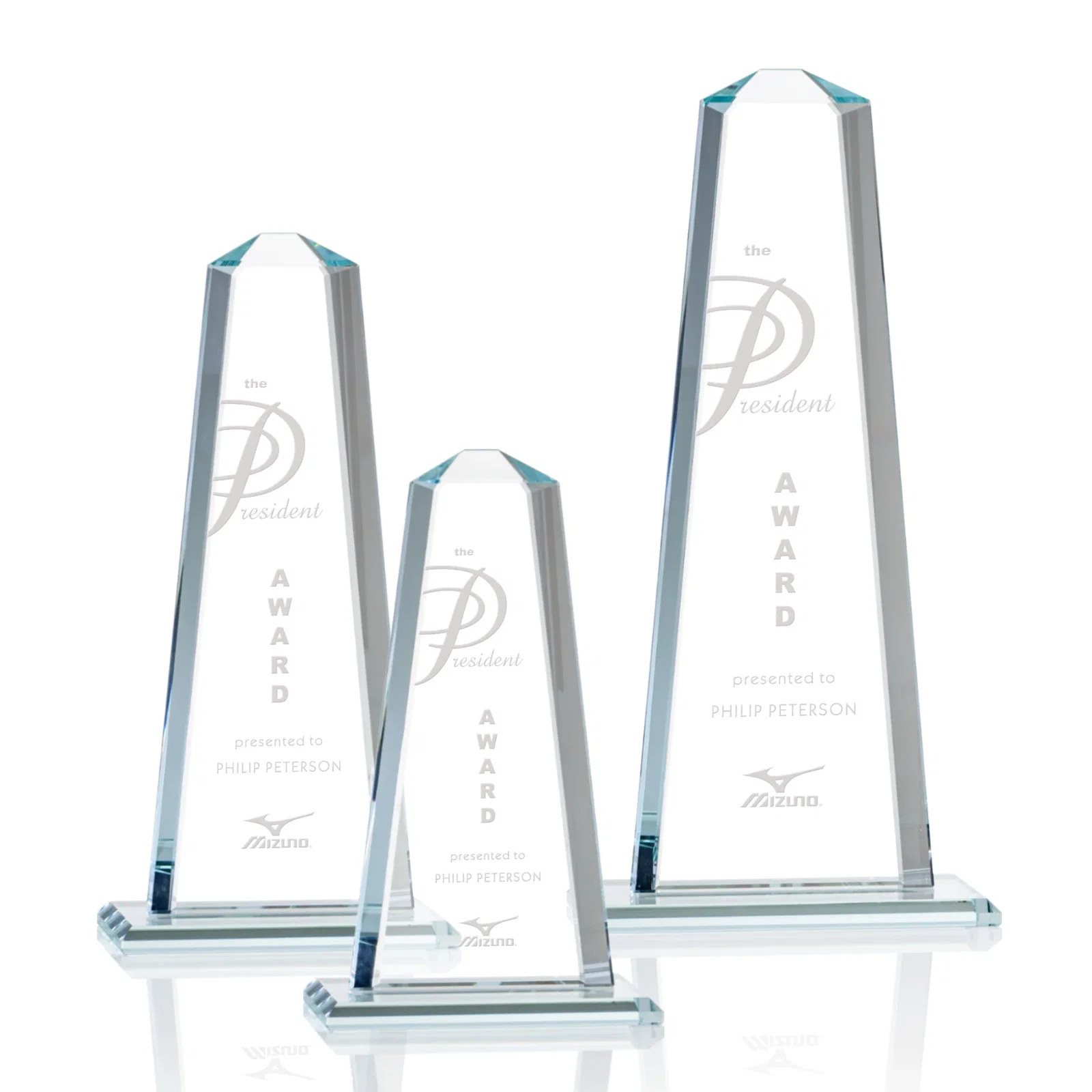 Custom Starfire Crystal Award With 5/8-Inch Interchanging Bevels for retirement presentations