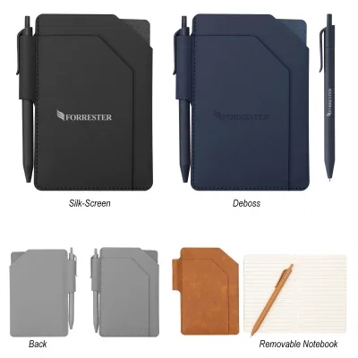 Jotter pad and its included pen shown together on a desk
