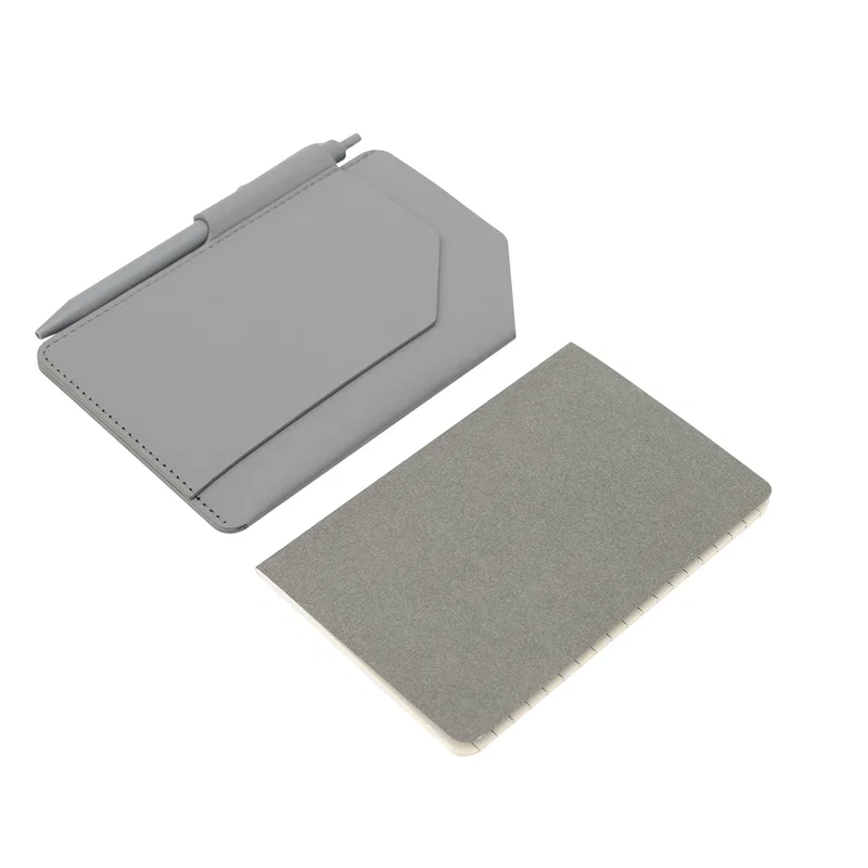 Overhead shot of the closed jotter pad on a work surface