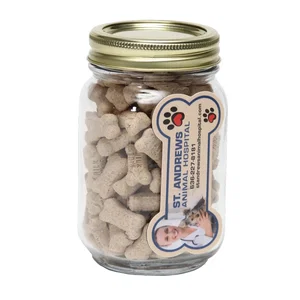 Bone Magnet Pint Jar with Mini Dog Bone Treats, 1.78" x 3.5", Full-Color Imprint