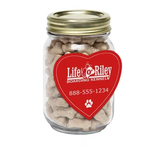 Large Heart Magnet Pint Jar with Pet Treats, 3" x 3", Full-Color Imprint