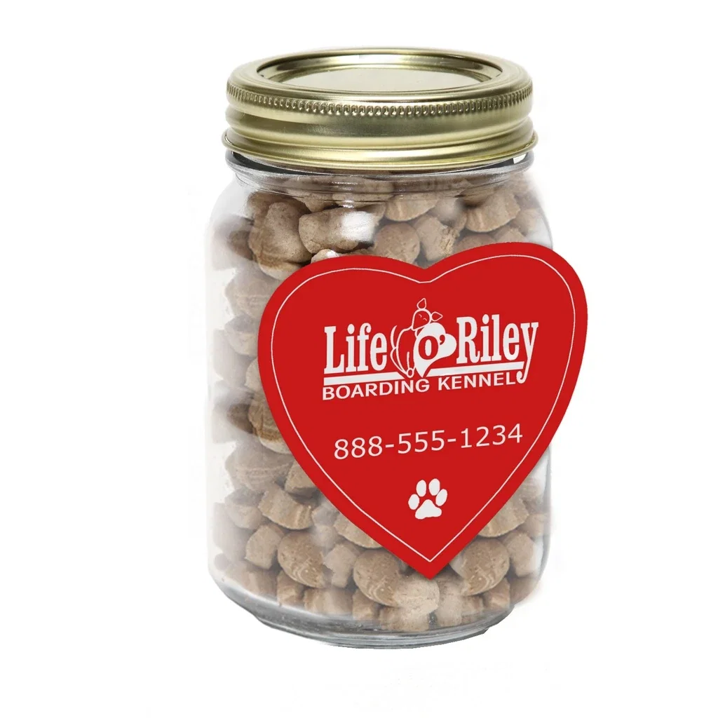 Pint Jar with Large Heart Magnet Pet Fill — Clear,Candy Fill: Cat Treats — view 2