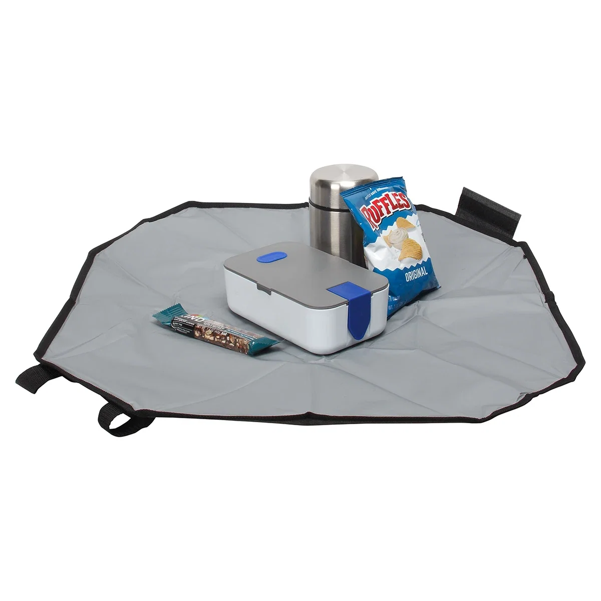 Pioneer Cooler Bag & Table Mat in use, branded cooler bag set up outdoors