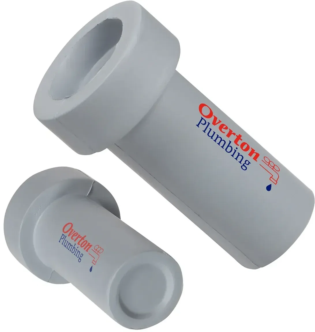 Pipe Stress Reliever, a custom tube-and-elbow squeeze toy for logo-branded plumbing and HVAC promotions